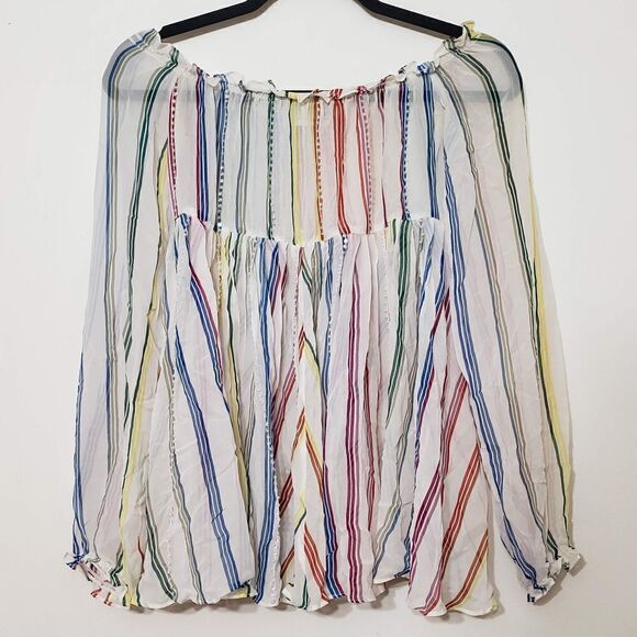 Vintage American Retro Paris Rainbow Blouse, sz 38 - Picture 1 of 7